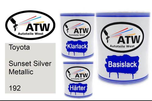 Toyota, Sunset Silver Metallic, 192: 1L Lackdose + 1L Klarlack + 500ml Härter - Set, von ATW Autoteile West.
